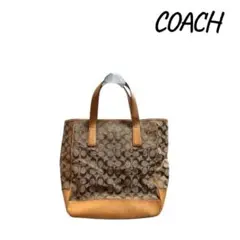 『訳あり』COACH コーチシグネチャートートバッグ ブラウンキャンバス×レザー