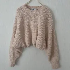 AZUL by MOUSSY アイボリー ブークレクロップドニット 春コーデ