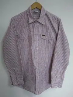 カーハート　ストライプシャツ　スナップボタン　大きめ　綿ポリ混合