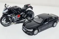 ミニカー 車 バイク おもちゃ プルバック式 2台セット BMW