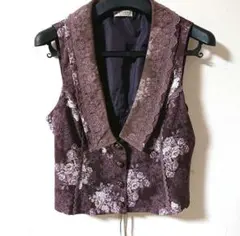 axes femme アクシーズファム レース襟 ベスト ブラウン セットアップ