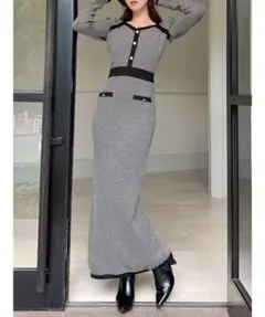 RESEXXY バイアスツイードニットワンピース