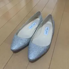 【Jimmy Choo】ラメグリッター フラットシューズ 37サイズ(24cm)