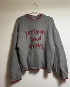 niko and ... ロゴ刺繍クルーネックニット グレー M