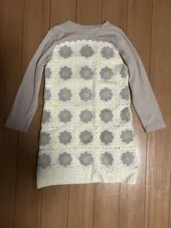 プティマイン 120 花ニットワンピース