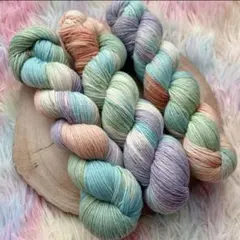 手染め毛糸♡ソックヤーン メリノウール 3カセ約300gドリーミーパステルカラー