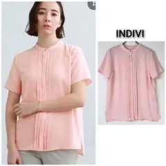 indivi【洗える/通勤/UVケア/接触冷感】タックブラウスのサムネイル