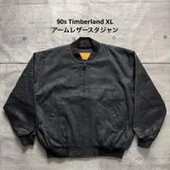 90s Timberland スタジャン レザー ウール ブラック 希少 XL