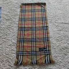 チェック柄ウール混紡マフラー