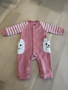 裏起毛クマさんロンパース カバーオール ベビーアウター80