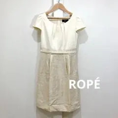 ROPÉ classe ロペ 切替デザイン ワンピース 膝丈 シャンタン風 36