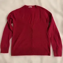 GU カシミヤタッチ Vネックカーディガン レッド M 23029 34-01