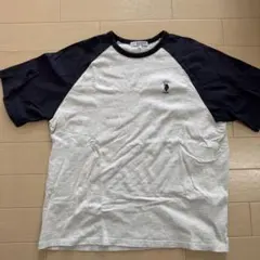 U.S.POLO ASSN グレー/ネイビー ラグランスリーブ Tシャツ