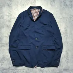 【THE SHOP TK】裏地チェック テーラードジャケット ネイビー L