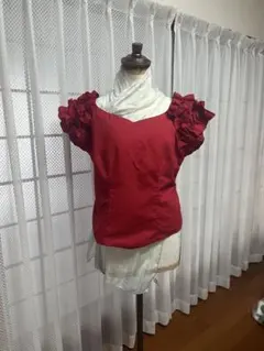 フラダンス用赤いフリルトップスLLサイズ三枚セット