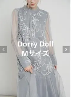 Dorry Doll フェザーフラワーチュールドレス グレー　Mサイズ