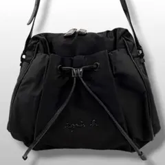 agnes b アニエスベー　ショルダーバッグ　ナイロン　巾着バッグ　ブラックのサムネイル