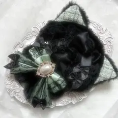 ぬい服　着ぐるみ　ちびぐるみ用　ブラック グリーン ねこ チェーンフック付き