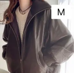 【美品☆Javaジャバコラボ】リブタートル フェイクレザージャケット　ブラウン