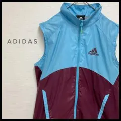 adidas ナイロン ベスト ジップアップ 水色 ボルドー スポーツmix