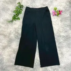 【ラエフ la.f...】センターライン ストレッチ ワイドパンツ 黒 2S