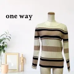 zC2506【M】one way ニット/セーター ボーダー柄 リブ 長袖