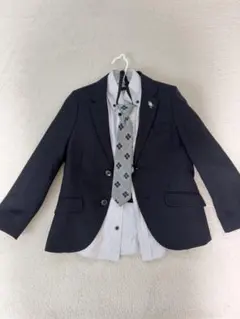 男の子　ネイビー スーツ 130cmサイズ ストライプシャツセット