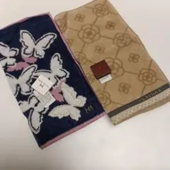 HM 蝶デザイン タオルハンカチ CLATHASデザイン タオルハンカチ 2枚組