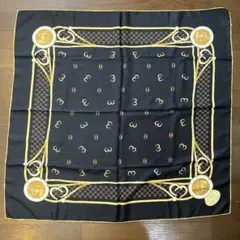 T05/117 GUCCI グッチ シルク スカーフ GGロゴ 馬 ブラック - メルカリ