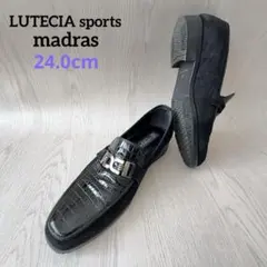 LUTECIA sports☆ビットローファー☆クロコ型押しエナメル 24 黒のサムネイル