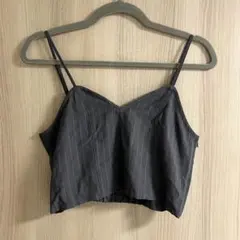 グレー ストライプ クロップドビスチェ