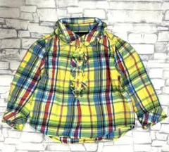 ラルフローレン フリル チェック柄 長袖シャツ 80