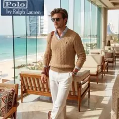 本日発送　希少　シルク100% ラルフローレン ケーブル　ニット 絹　ポロ