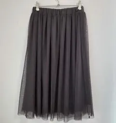 アースミュージック&エコロジー チュールスカート ウエストゴム カーキ　F