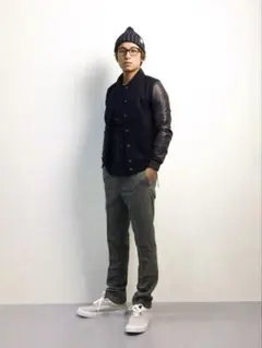 定価38500円 STUDIOUS レザースリーブメルトンスタジャン S