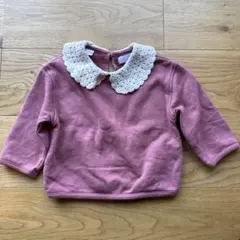 6-9ヶ月 ピンク レース襟 トレーナー