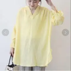 【美品】アメリカンホリック スキッパー楊柳チュニック イエロー Mサイズのサムネイル