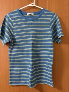 ボーダーリブ編み半袖Tシャツのサムネイル