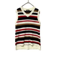 2353 イング マルチボーダー ノースリーブニット ベスト M