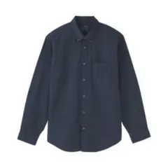 無印良品 洗いざらしオックス ボタンダウン長袖シャツ ネイビー M