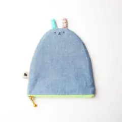【うさぎが生やせるぺたんこポーチ】ハンドメイド小物入れ　オリジナルキャラクター