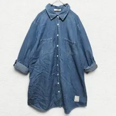 2239 デニムシャツチュニック XL 大きいサイズ ゆったり 体型カバー 綿のサムネイル