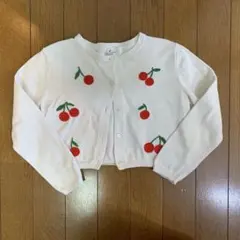 チェリー刺繍 ホワイトカーディガン 120cm