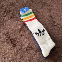 新品限定完売！アディダスオリジナルストレフォイルビックロゴハイソックス2組靴下