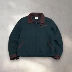 【今日限定】 vintage ウールブルゾン ボックスシルエット 緑 ノームコア