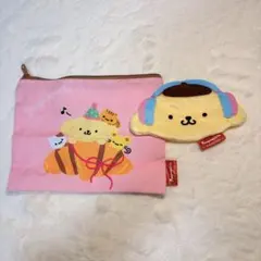 ポムポムプリン　ユーモラスアソートコレクション　スクエアポーチ　フェイスポーチ