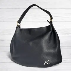 美品☆Kitamura キタムラ 本革 レザー ショルダーバッグ 濃紺 ネイビー