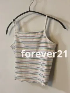 forever21 スクエアネッククロップドキャミソール カラフルボーダー Lのサムネイル