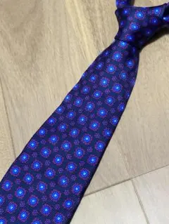 美品 ブルックスブラザーズ MAKERS ネクタイ 米国製 花小紋 ネイビー×紫