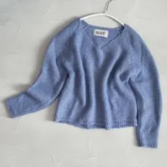 ＊美品＊【ROPE】ブルー モヘヤニット Vネック スパンコール ロペ